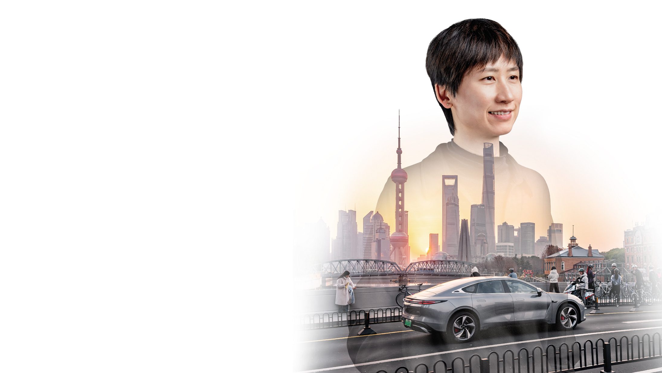 human with car in background